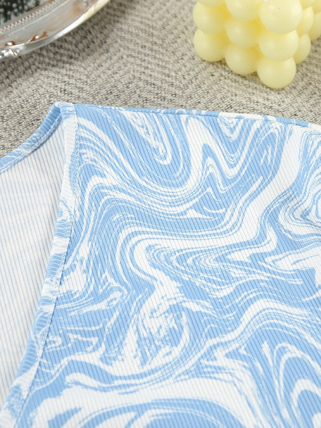 マーブルリブレースアップパンツセットアップ