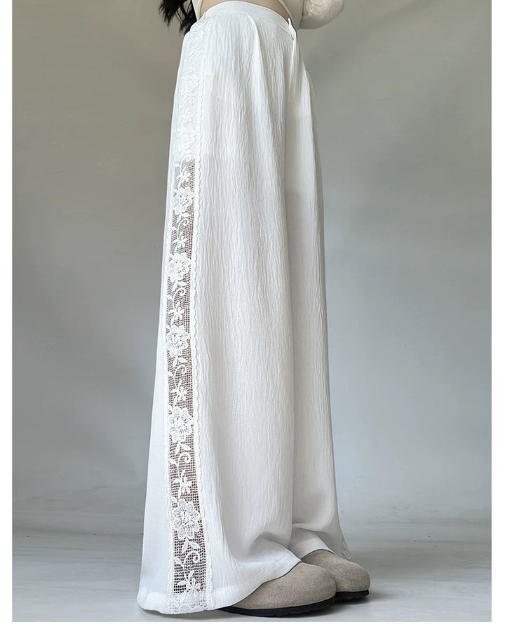 サイドフラワークロシェレースワイドパンツ