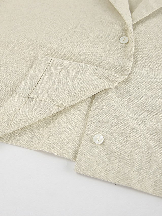 コットンリネンテーラードベストパンツセット