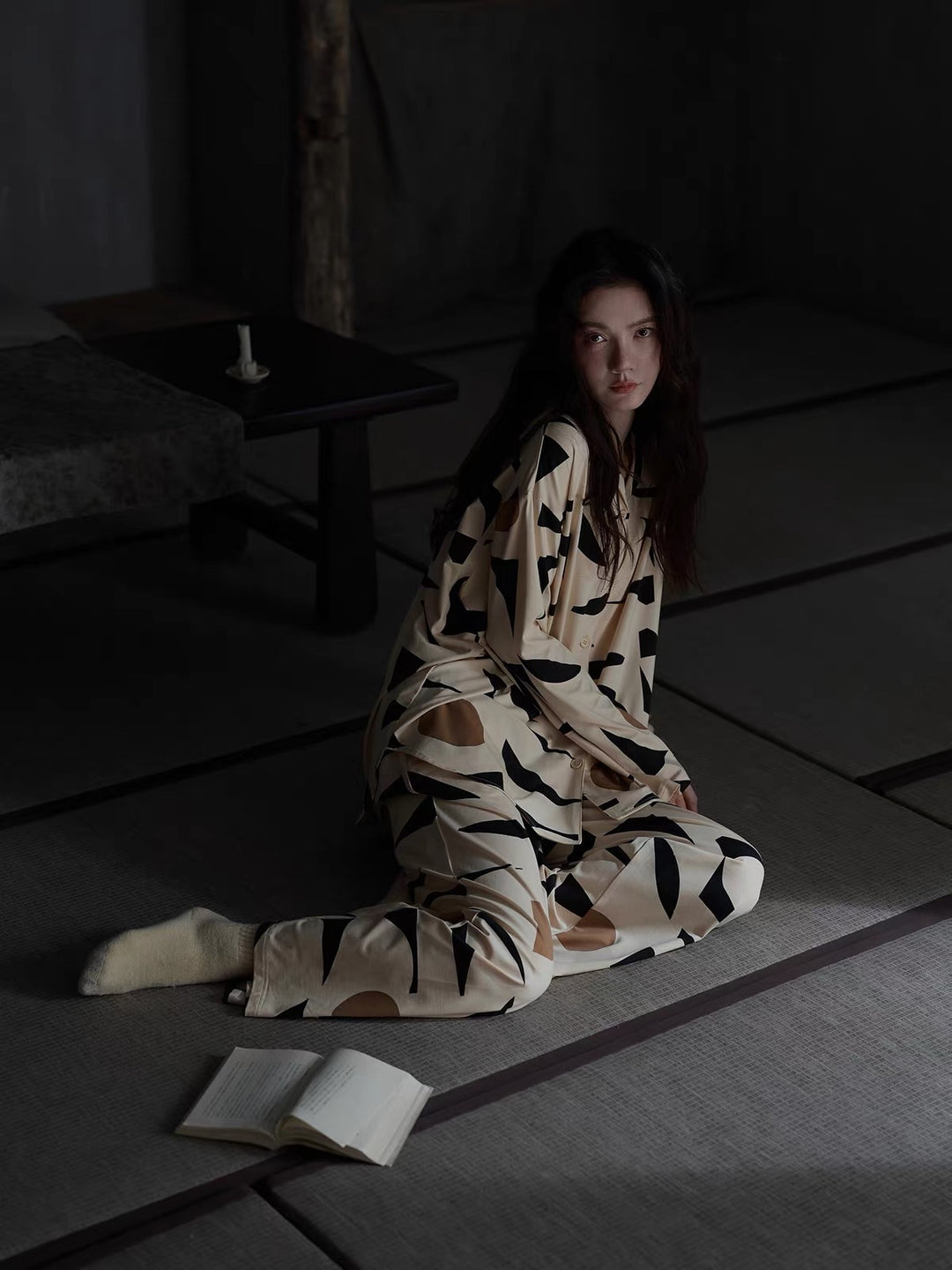 【wabi sabi】アブストラクトプリントリラックスセットアップ