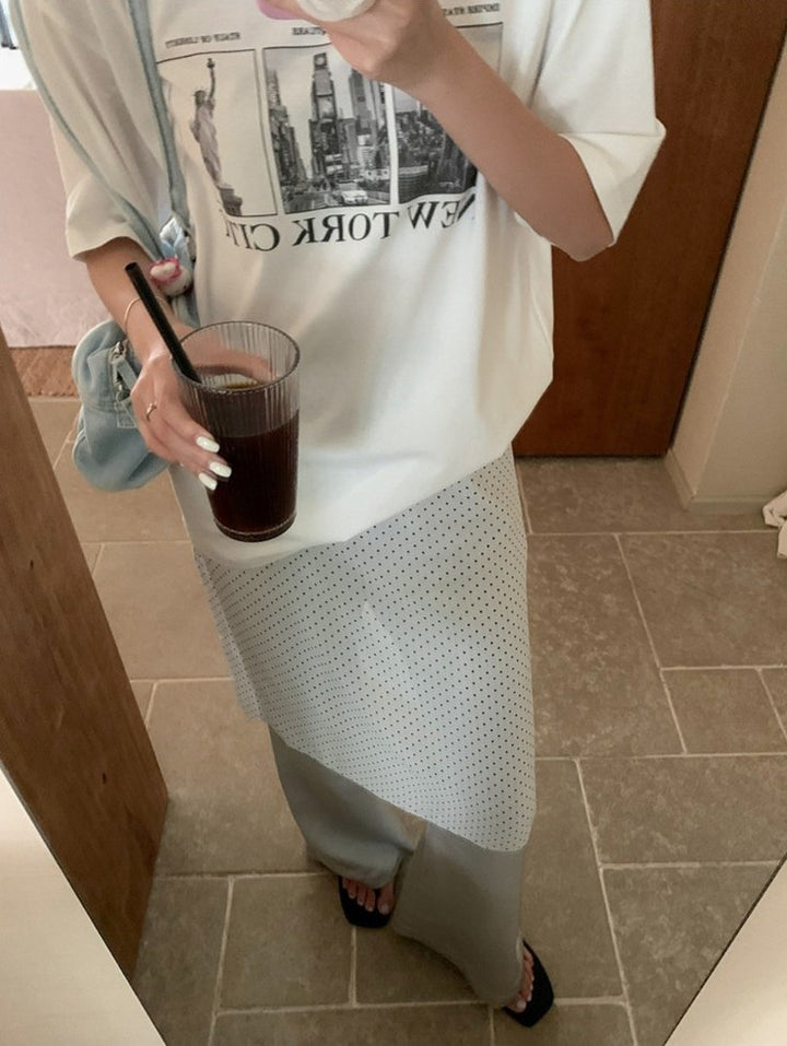 ドット柄シフォンレイヤースカート