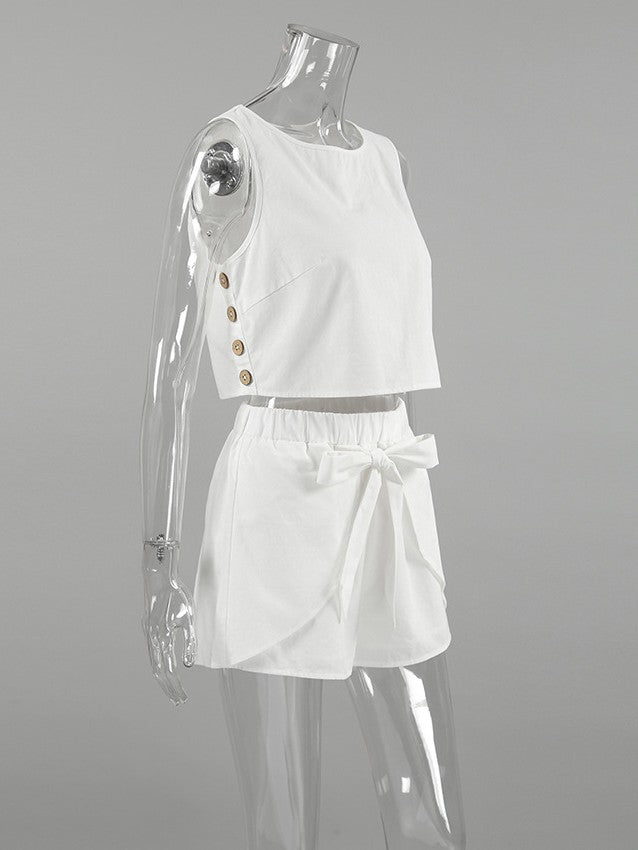 コットンタンクレイヤーリボンショーツセット