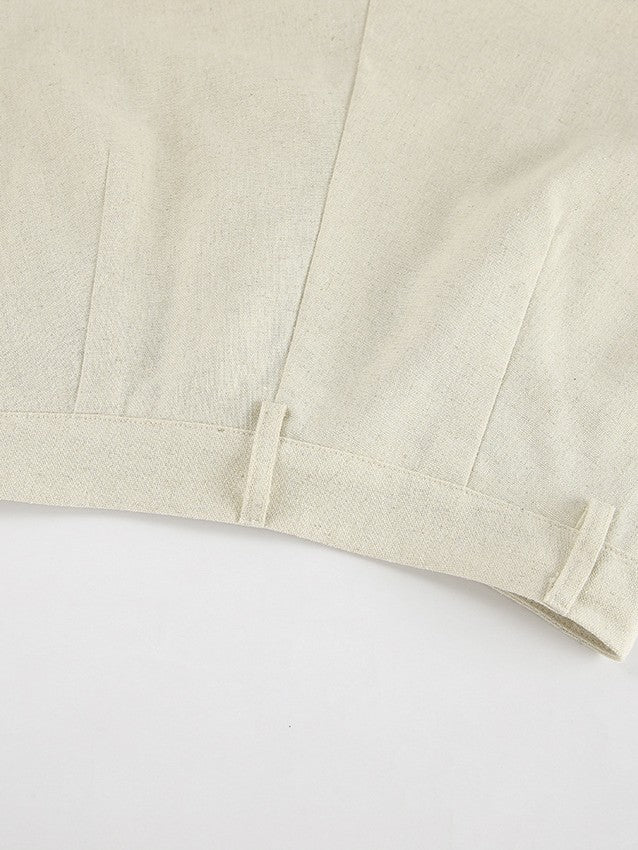 コットンリネンテーラードベストパンツセット