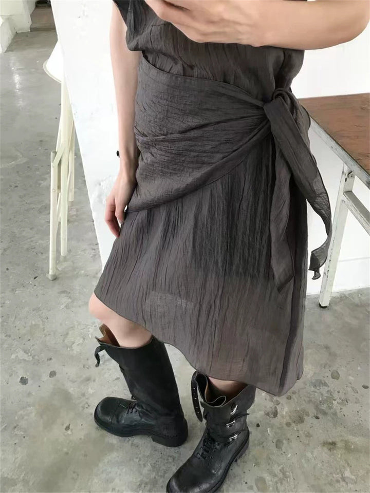 スカーフ付きテクスチャーワンピース