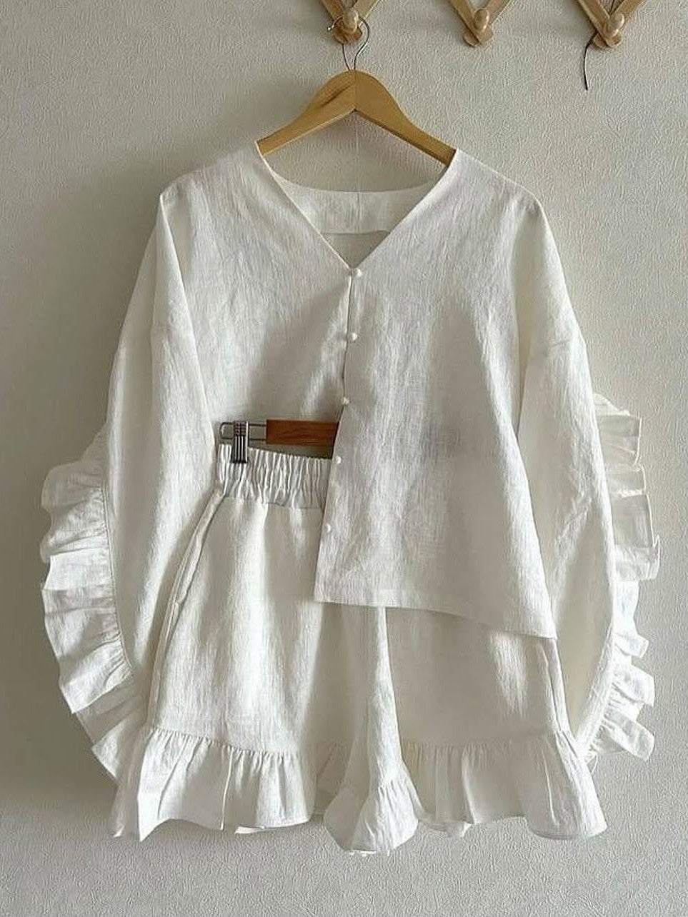 フリル付きブラウスショーツセット