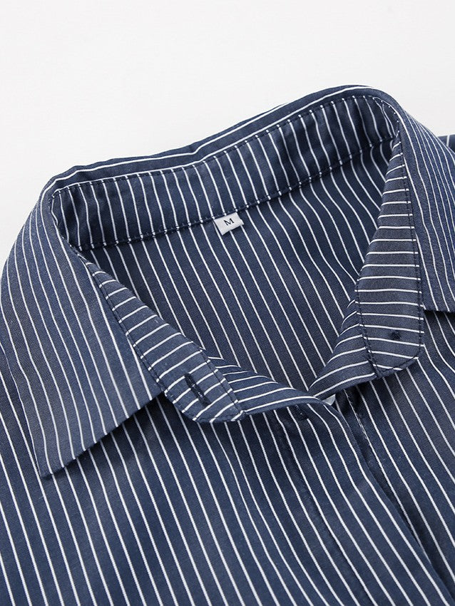 ストライプクロップドシャツ