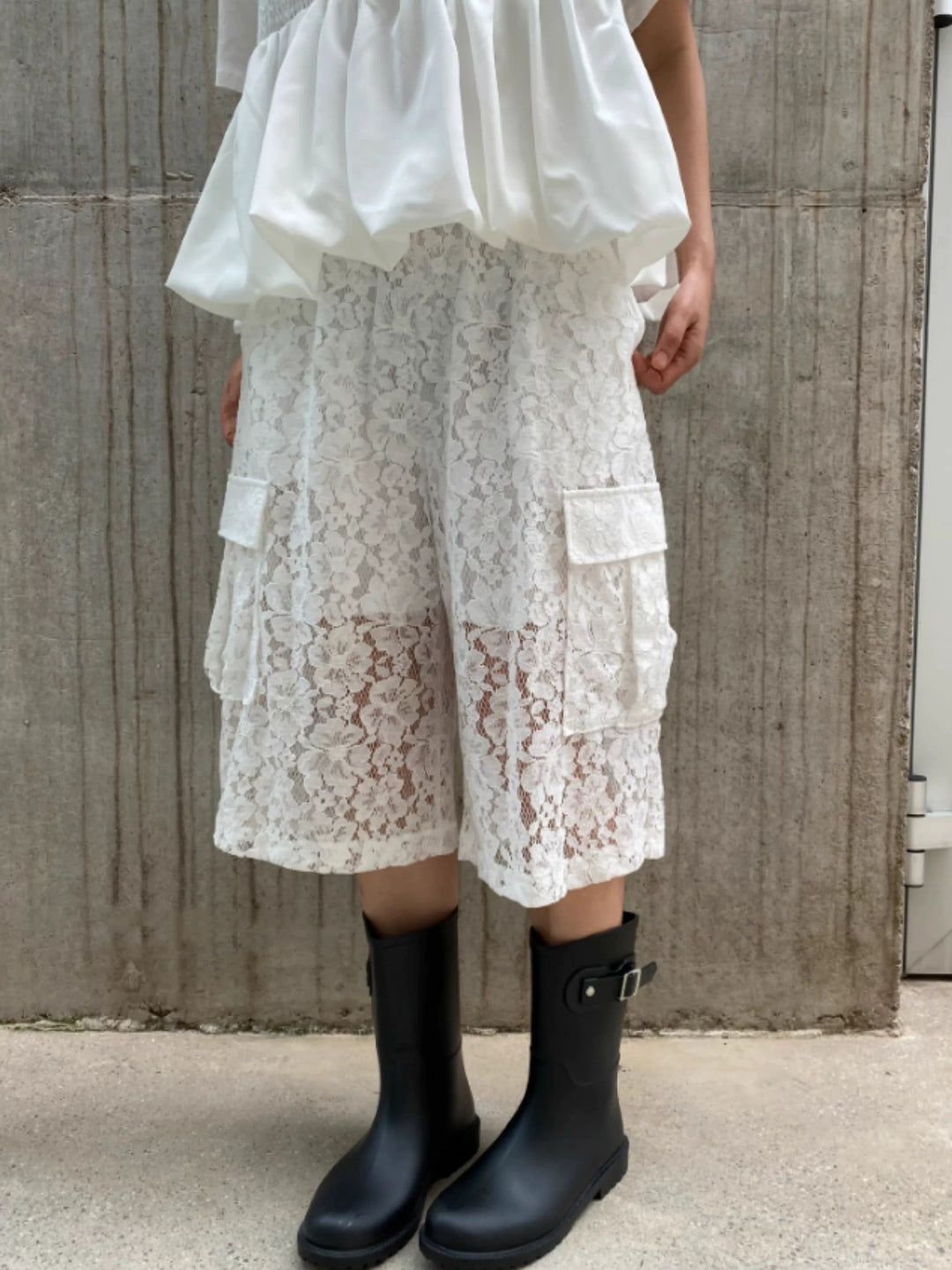 【アウトレット】(即納)シアーレースカーゴバミューダパンツ