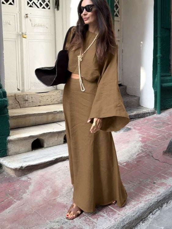 ワイドスリーブクロップドトップスカート