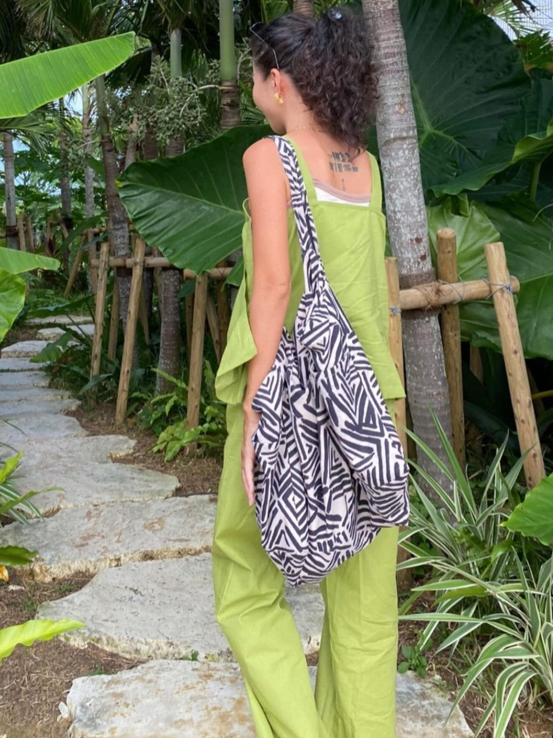 グリーンフロントリボントップパンツセットアップ