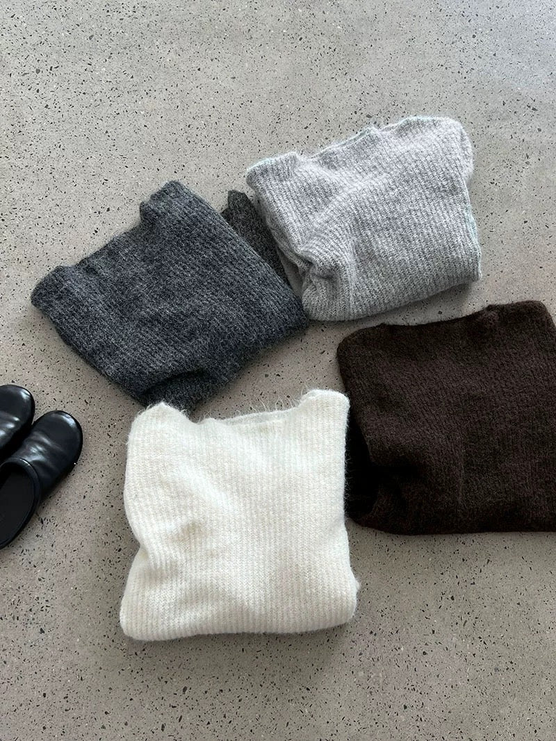 ウール混ニットリボン付きセータースカートセット