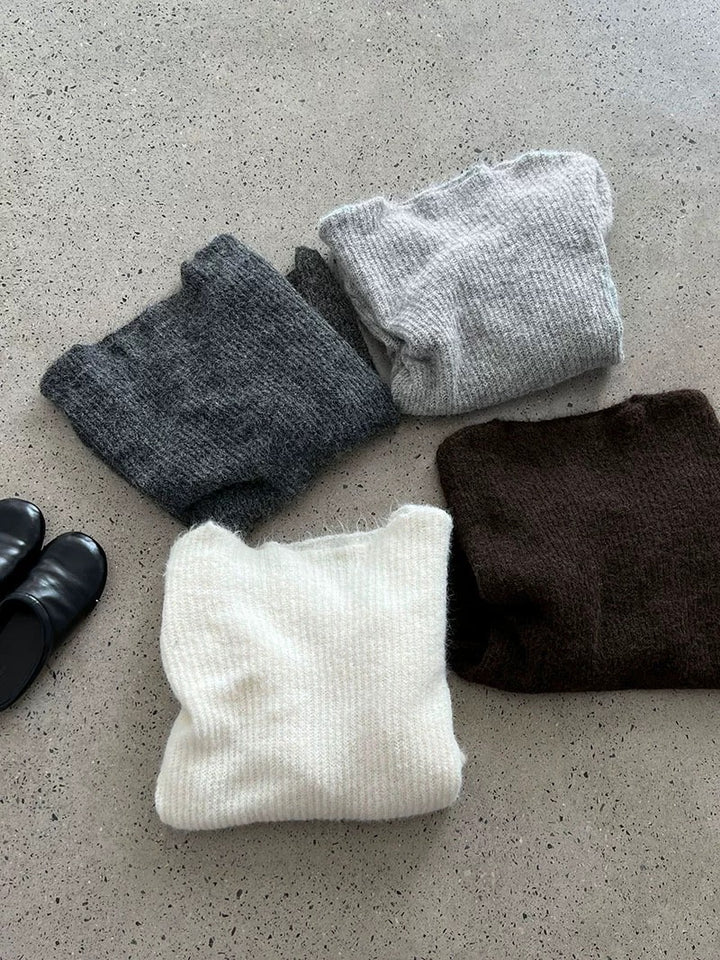 ウール混ニットリボン付きセータースカートセット