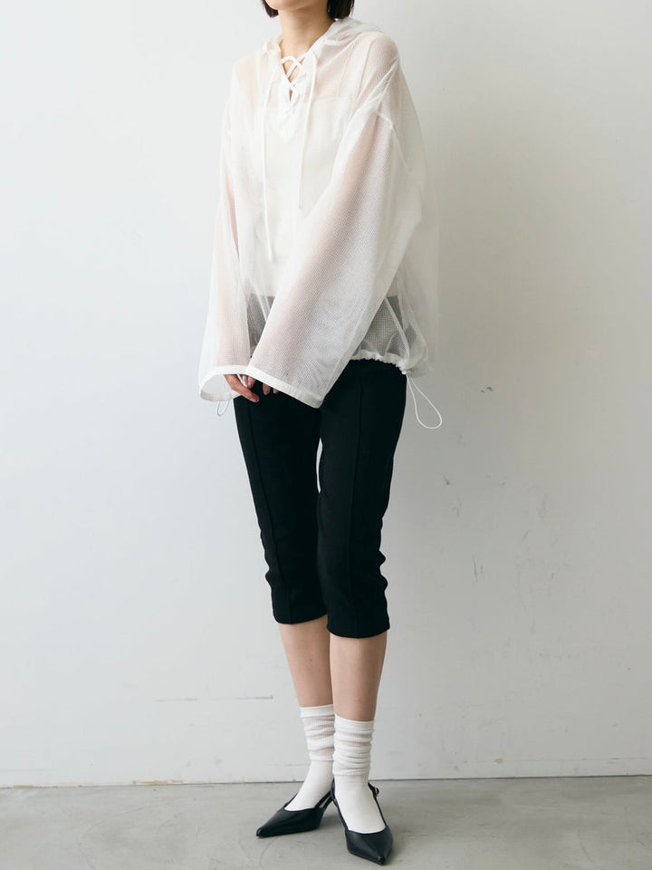 【 Select 】メッシュカットソーフーディープルオーバー