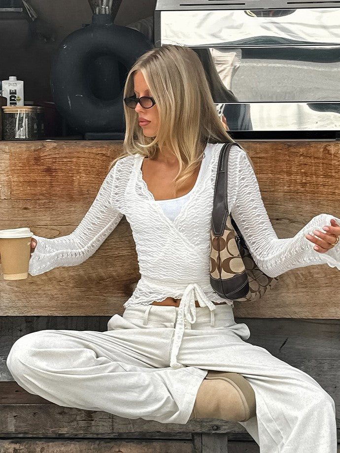 総レースカシュクールトップス