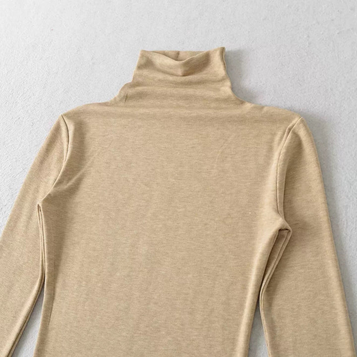 ベーシックソリッドカラータートルネックトップス
