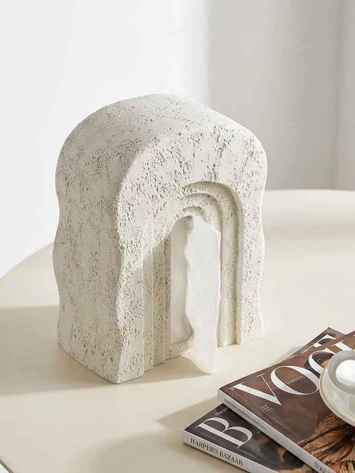 ストーンテクスチャーアーチウェーブティッシュケースホルダー