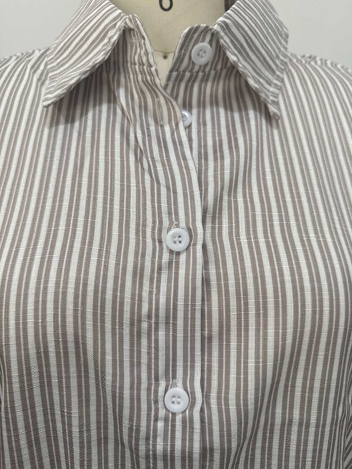 ストライプルーズ半袖シャツショーツセット