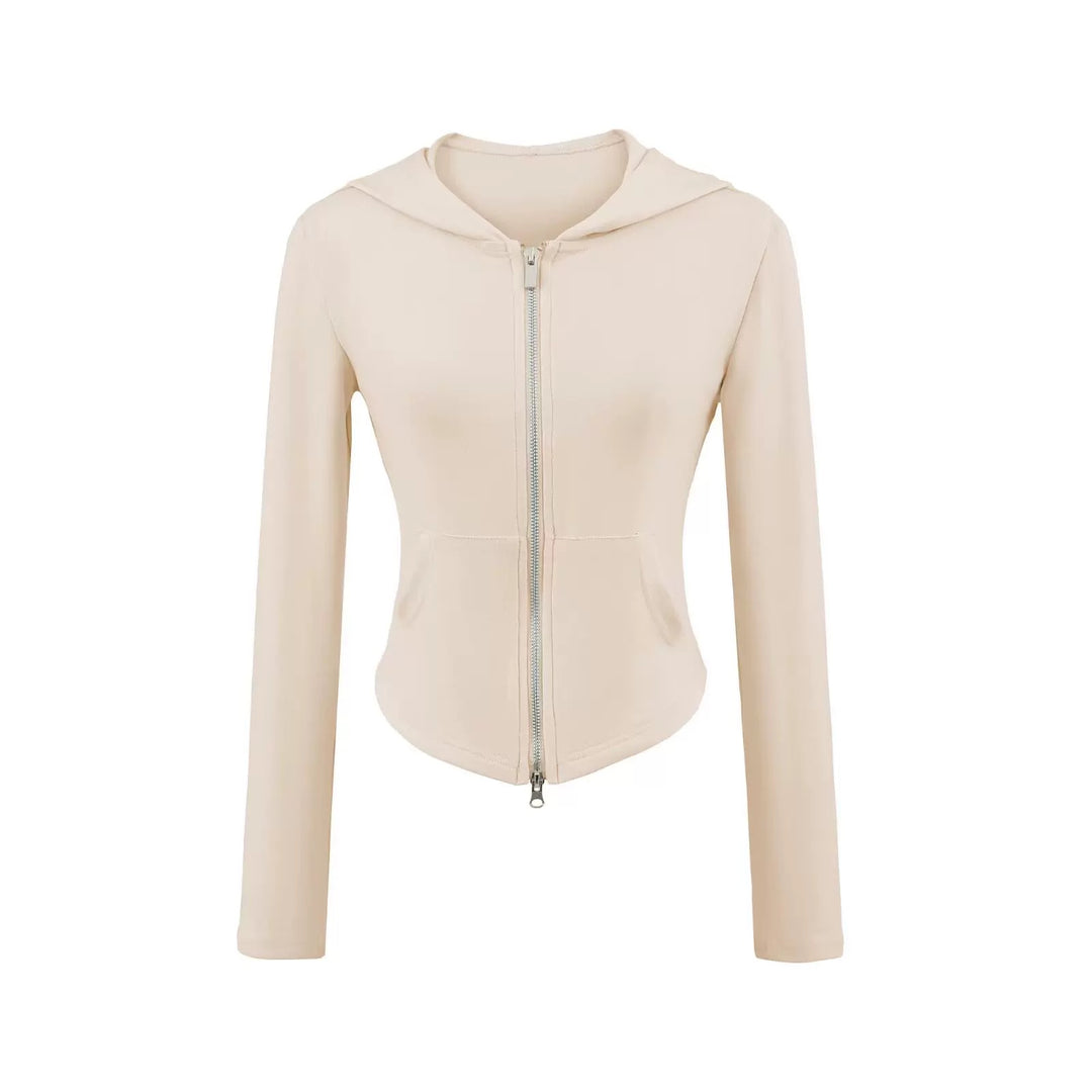 ベーシックソリッドカラージップアップパーカー