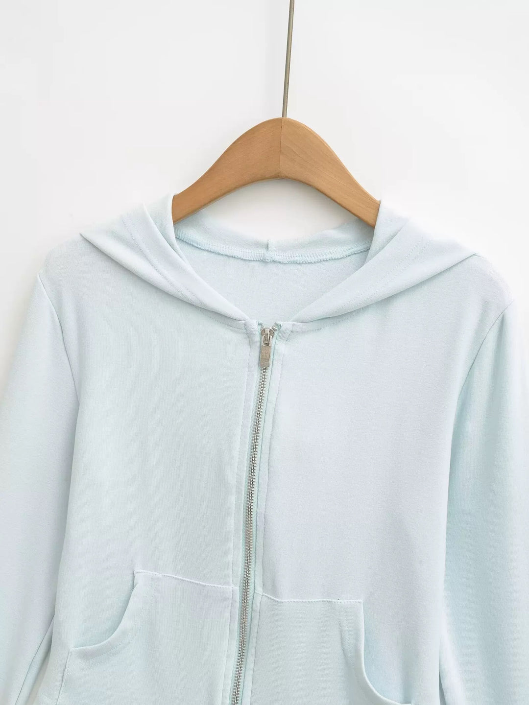 ベーシックソリッドカラージップアップパーカー