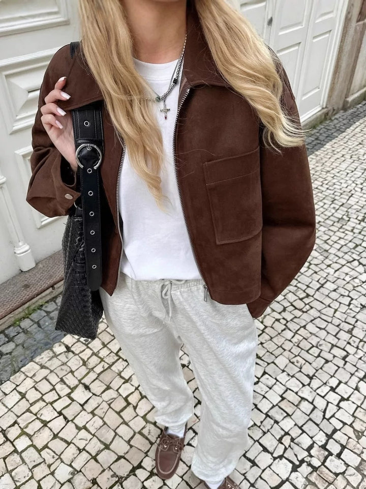 フェイクスエードジップアップブルゾン