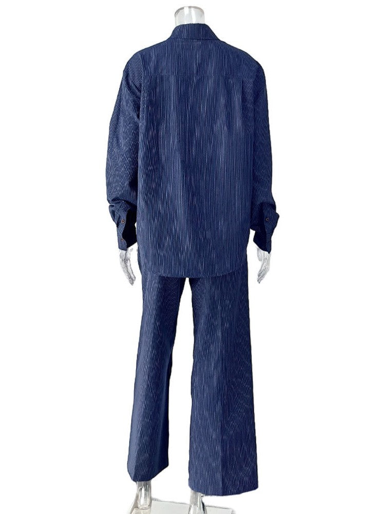 ピンストライプシャツパンツセットアップ