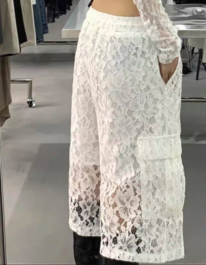 【アウトレット】(即納)シアーレースカーゴバミューダパンツ