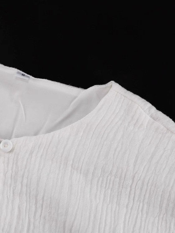 コットンモスリンロープベルト付きミニワンピース