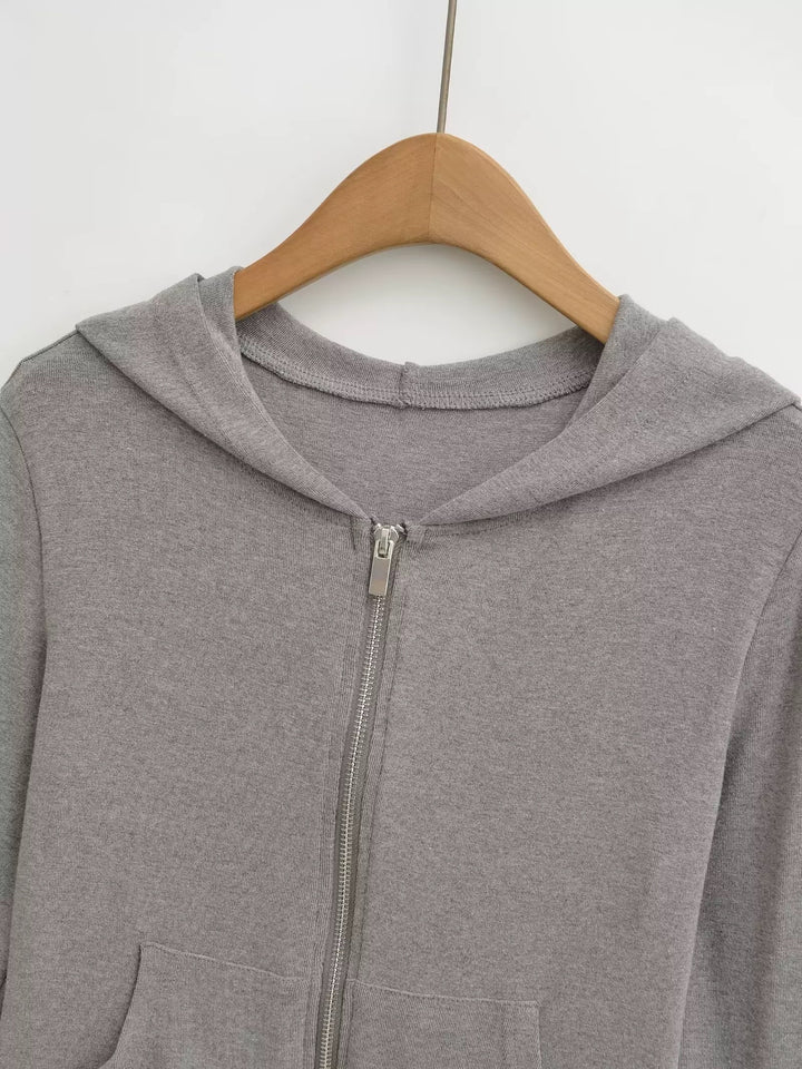 ベーシックソリッドカラージップアップパーカー