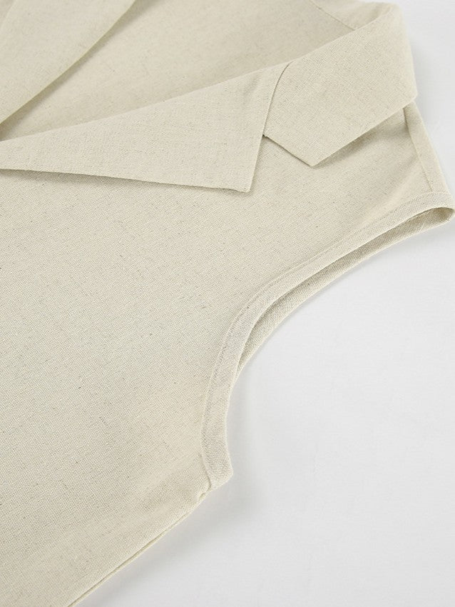 コットンリネンテーラードベストパンツセット