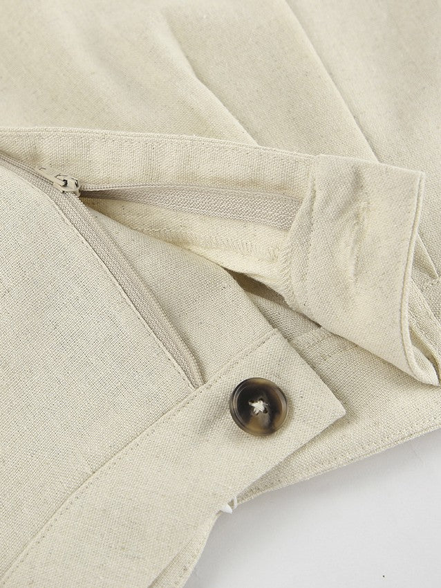 コットンリネンテーラードベストパンツセット