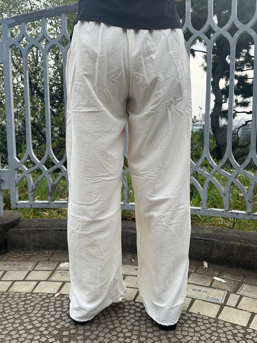 【アウトレット】(即納) ニュアンスアートプリントワイドパンツ