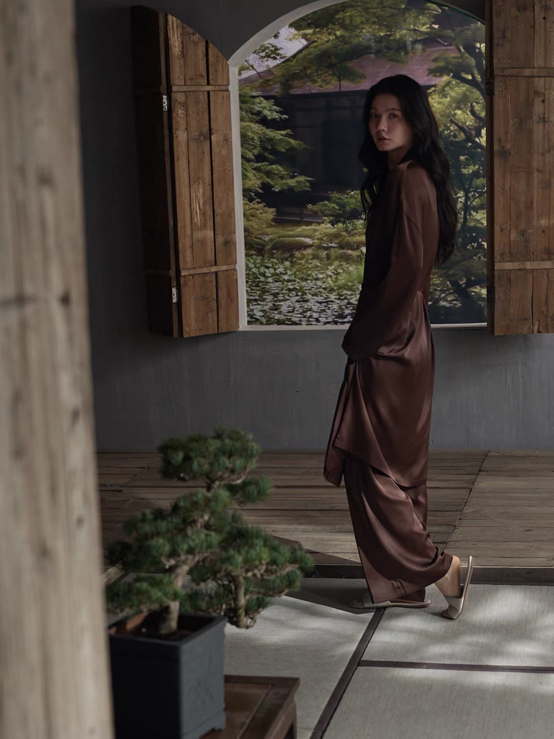 【wabi sabi】サテンクラシックローブセットアップ