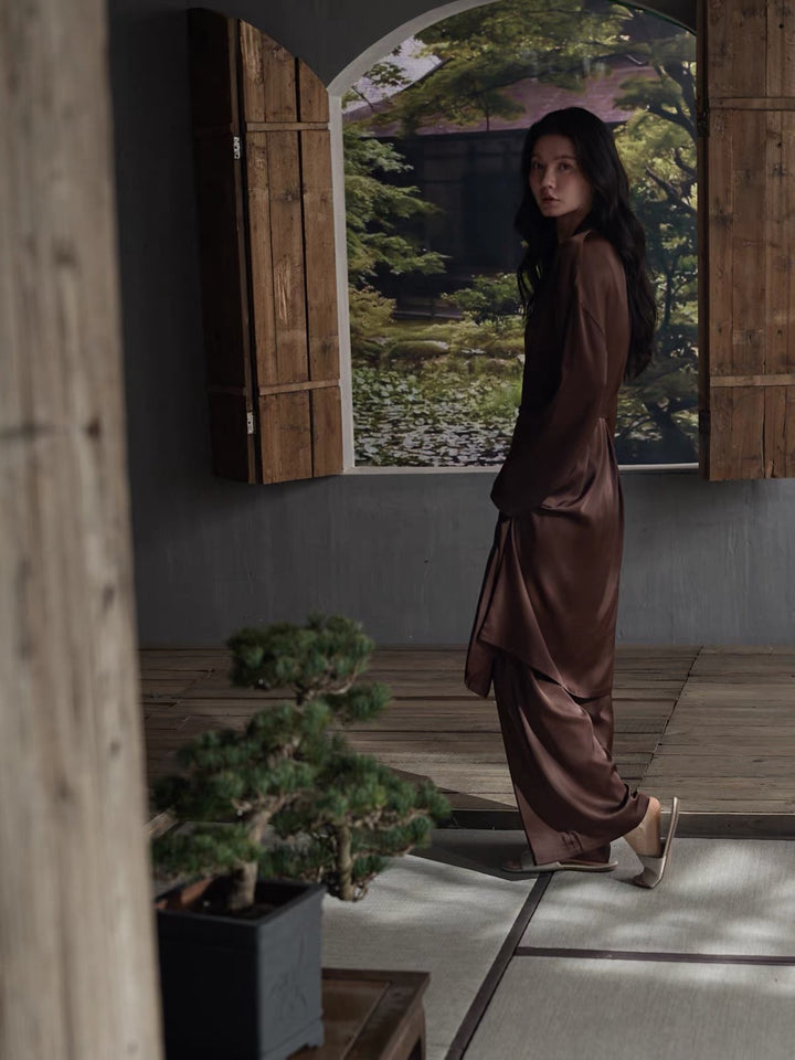 【wabi sabi】サテンクラシックローブセットアップ