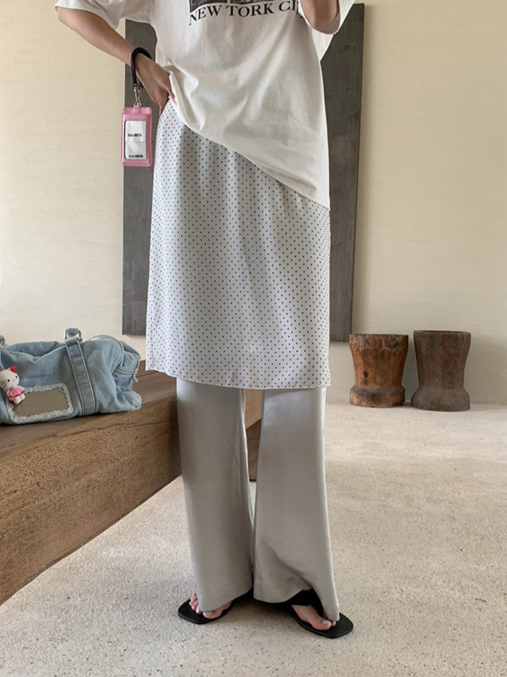 ドット柄シフォンレイヤースカート