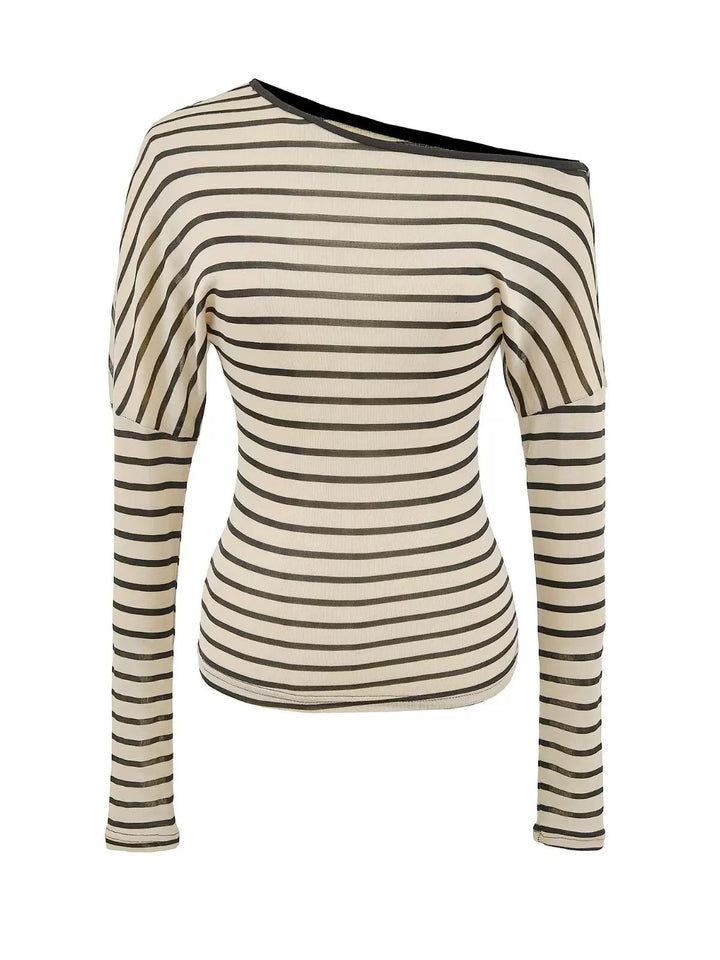 バイアスストライプオフショルカットソー