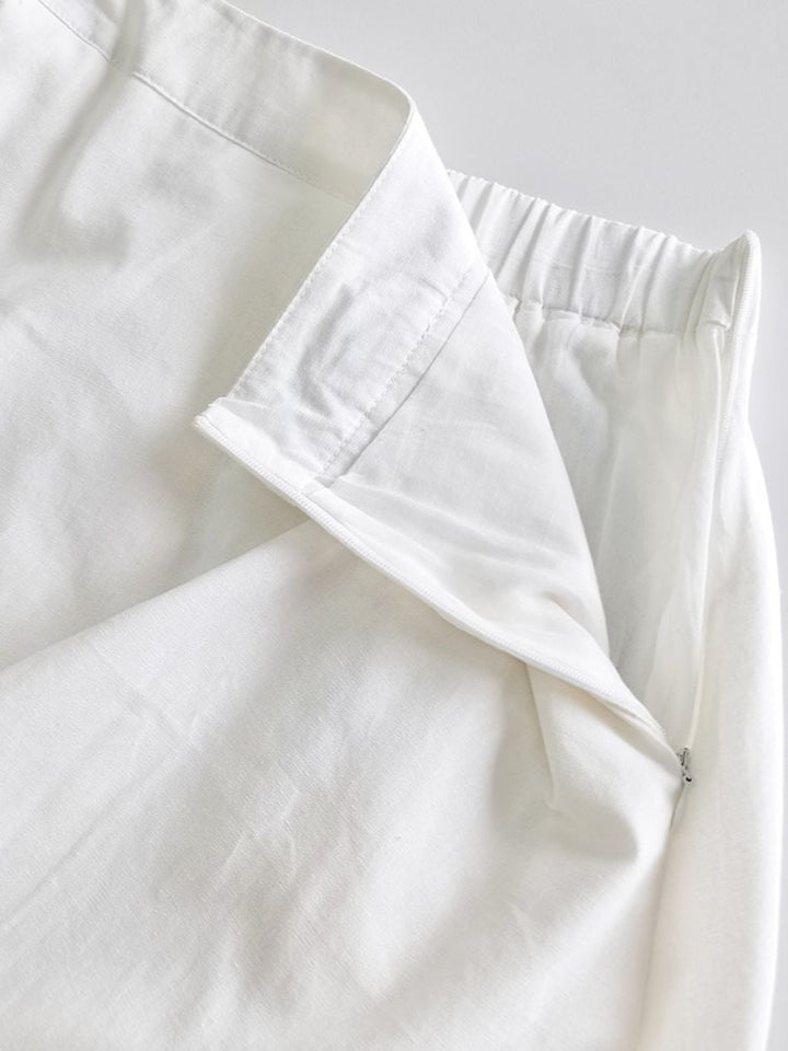 ホワイトルーズシャツフレアスカートセット