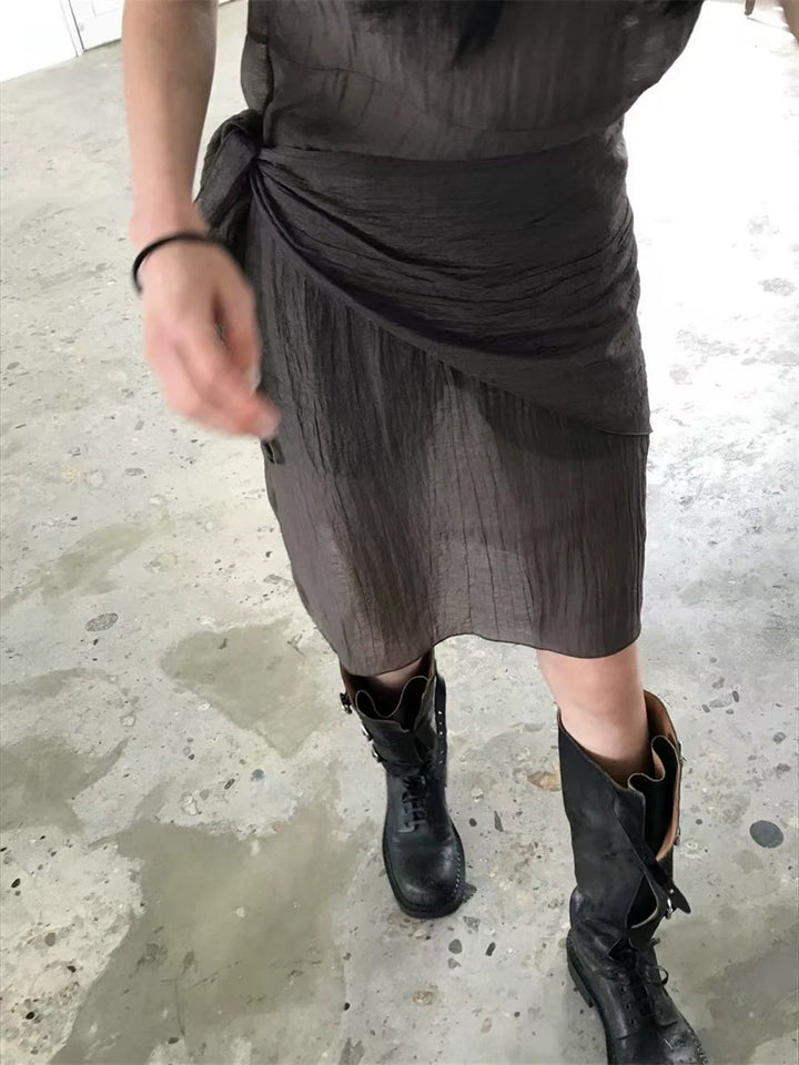 スカーフ付きテクスチャーワンピース