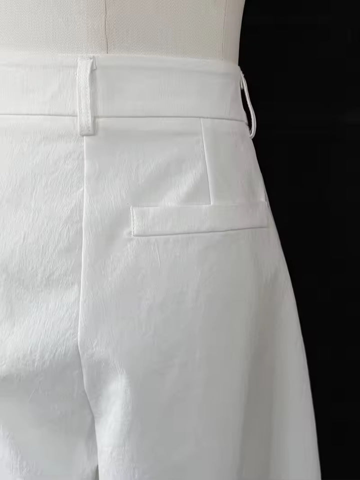 コットンブレンドバレルレッグパンツ