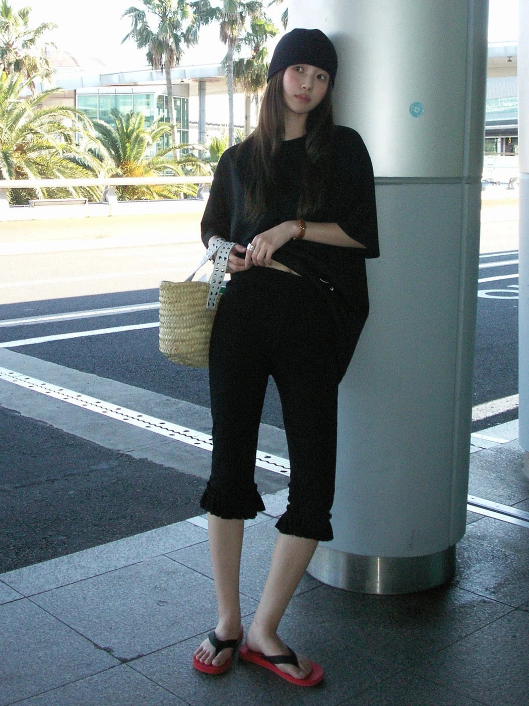 フリルディテールレギンスカプリパンツ