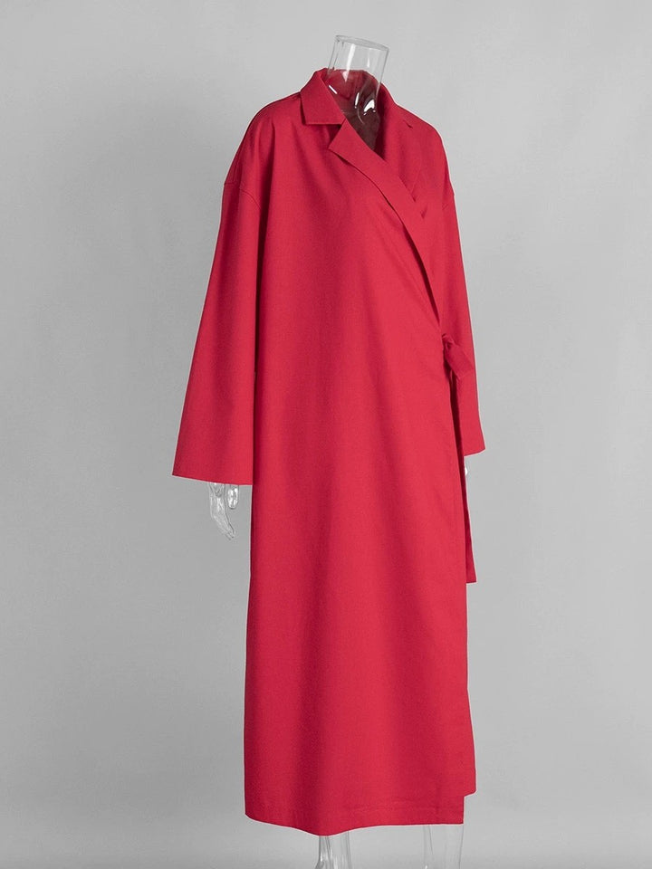 オープンカラーラップロングジャケット