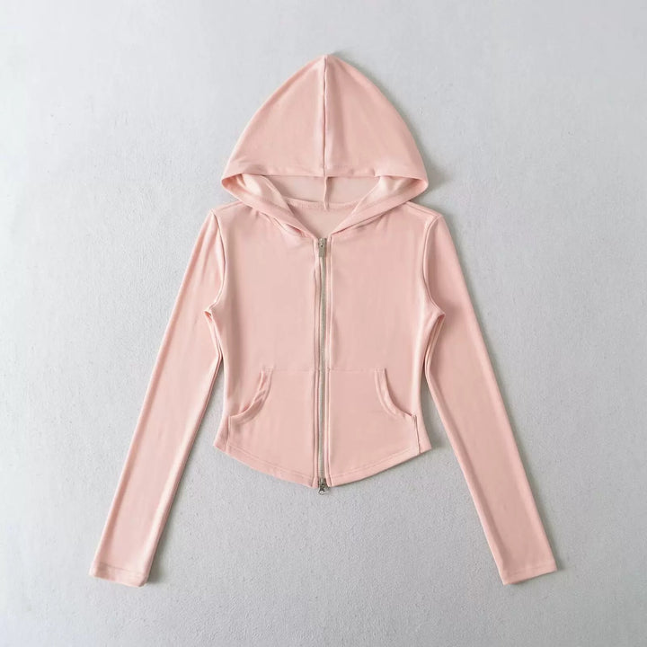 ベーシックソリッドカラージップアップパーカー