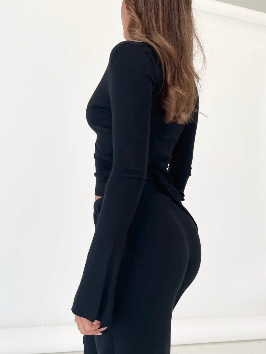 ラップデザイン裏起毛トップス