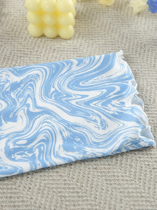 マーブルリブレースアップパンツセットアップ