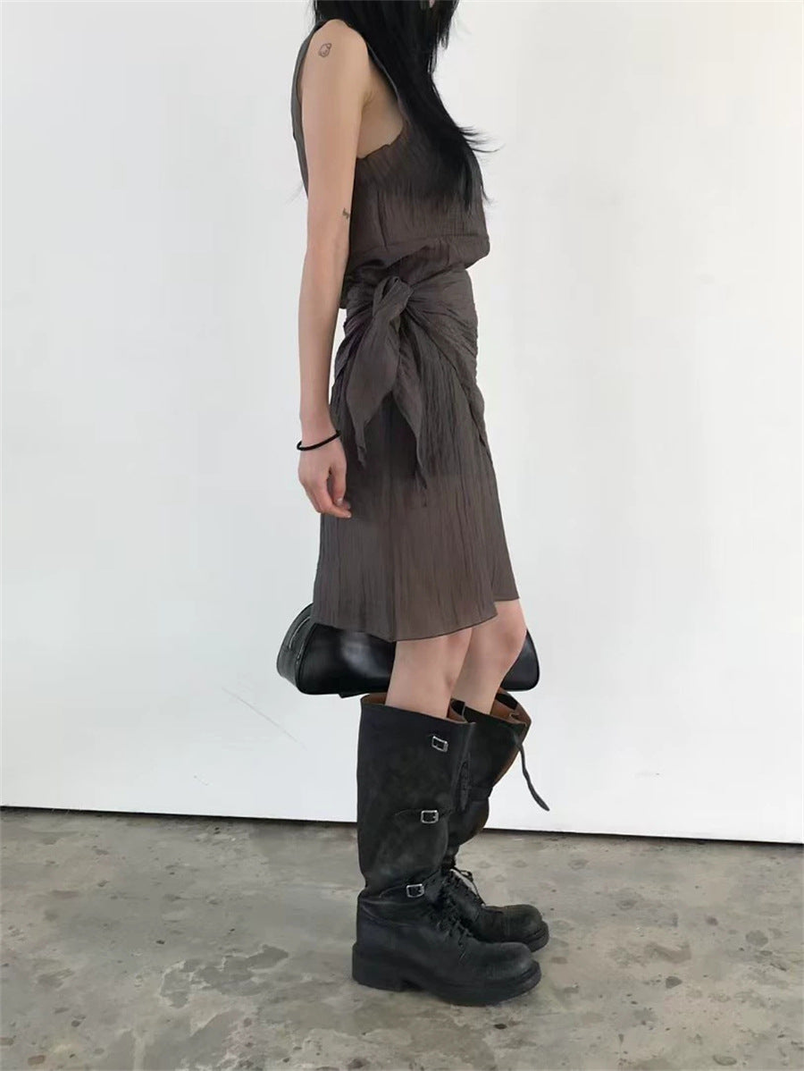 スカーフ付きテクスチャーワンピース