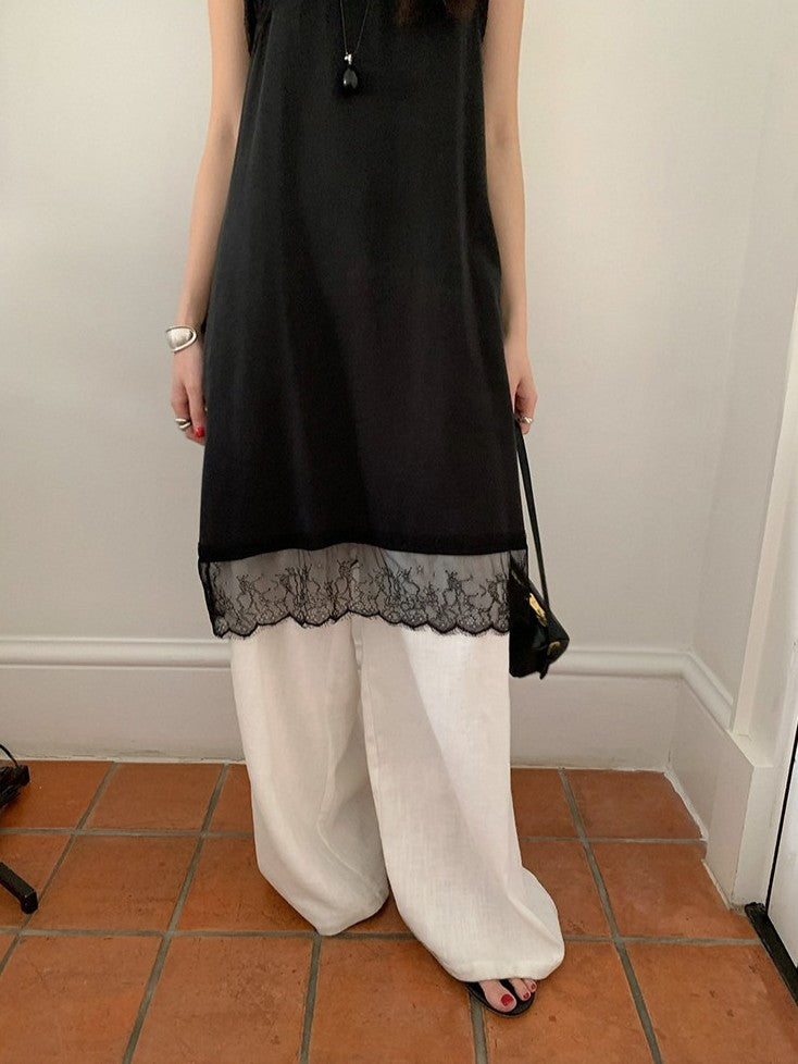 サテンレースワンピース