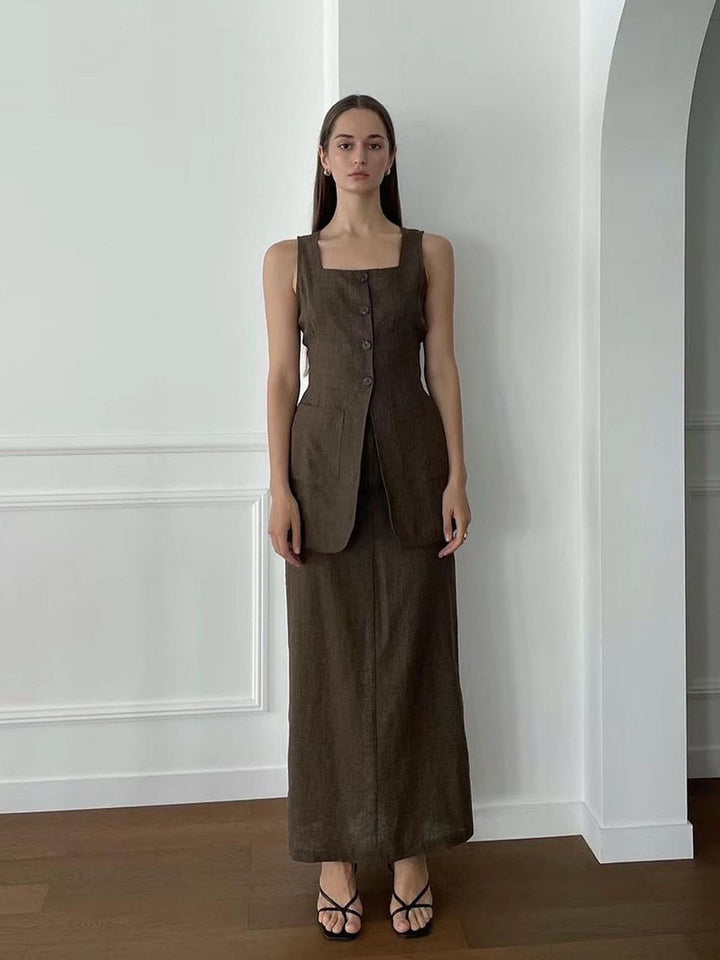 ロングシェイプベストスカートセット