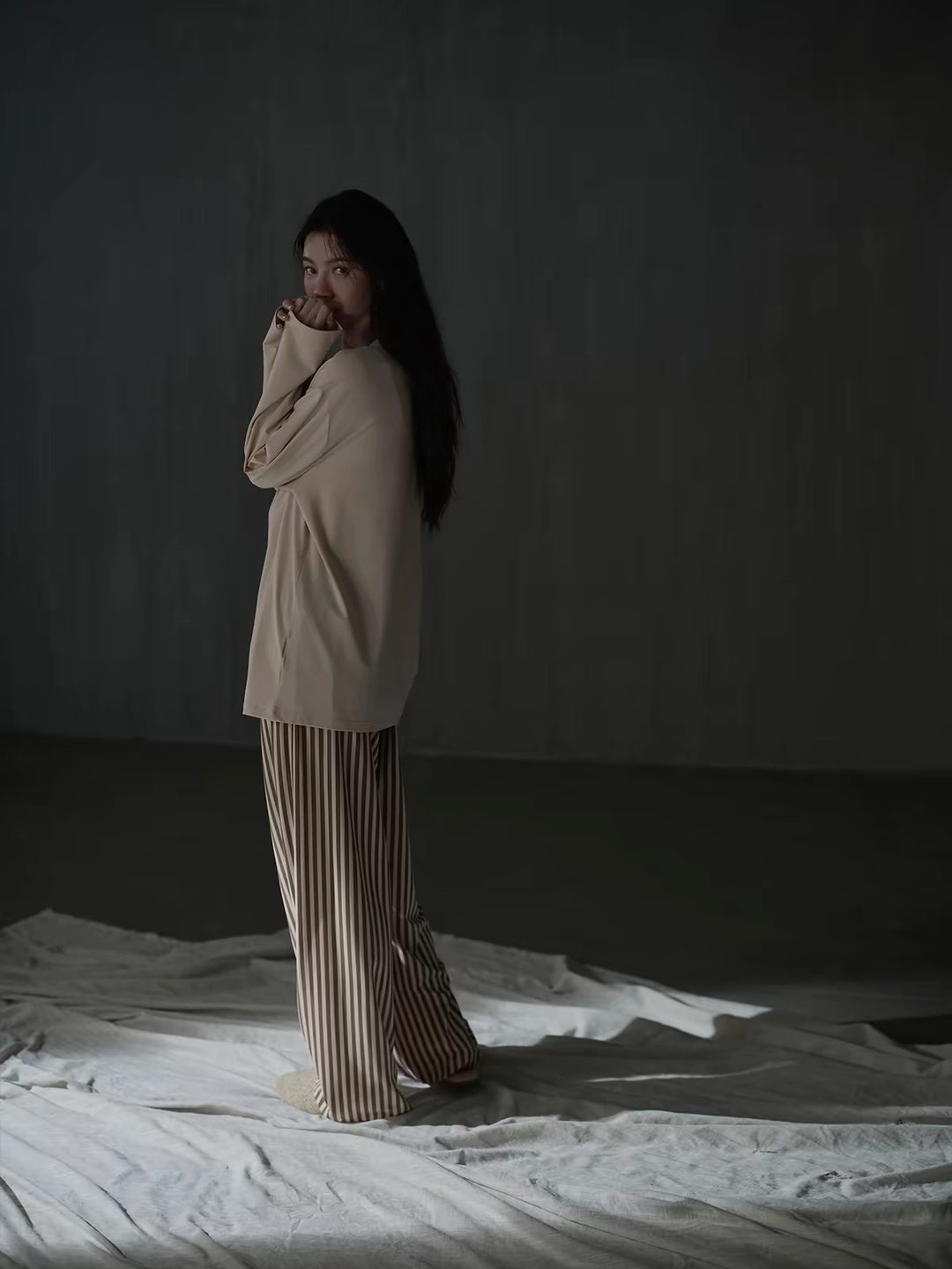 【wabi sabi】ナチュラルストライプモダールコットンセットアップ