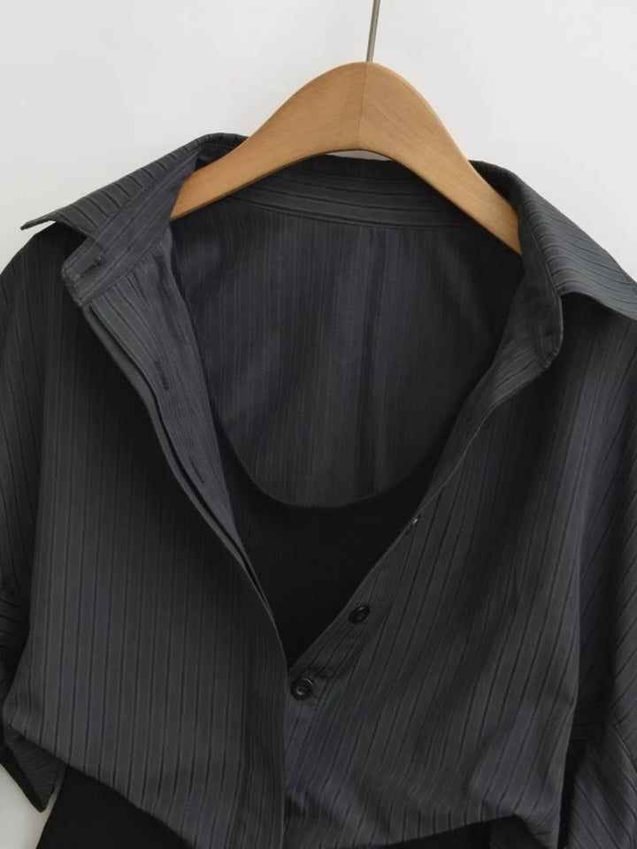 レイヤー風シャツボディースーツ