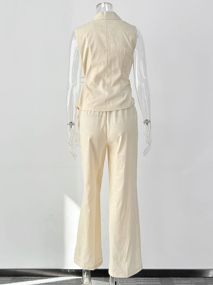 コットンラップベストパンツセットアップ