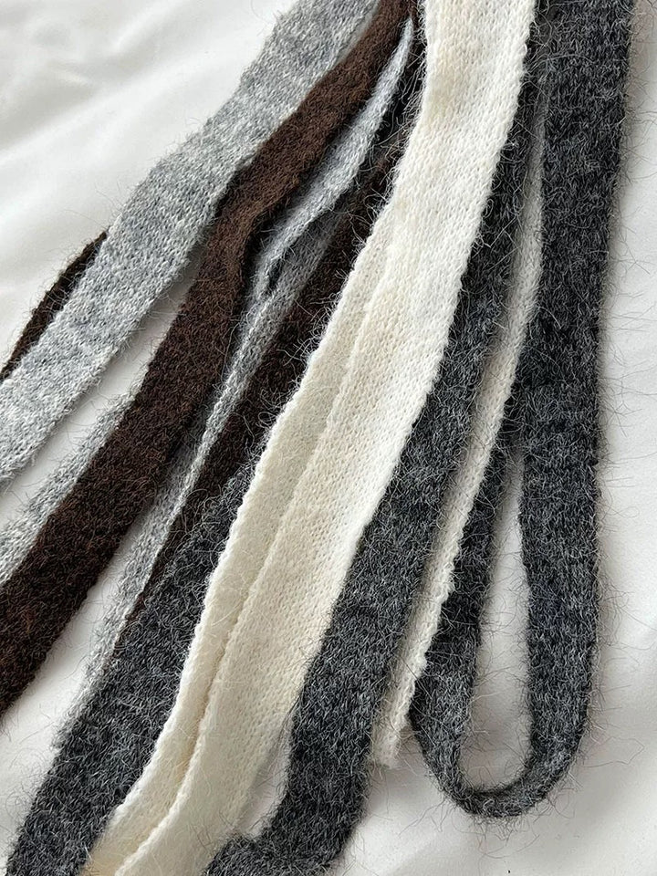 ウール混ニットリボン付きセータースカートセット