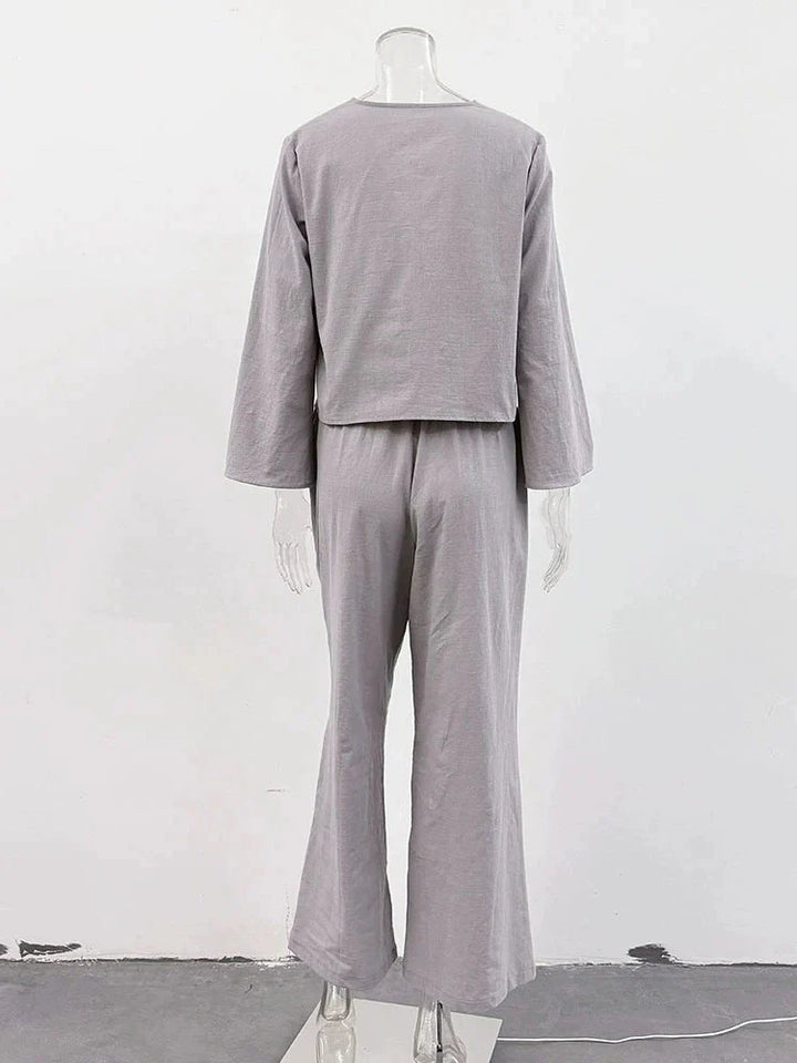 【アウトレット】(即納) コットンレースアップルーズパンツセット